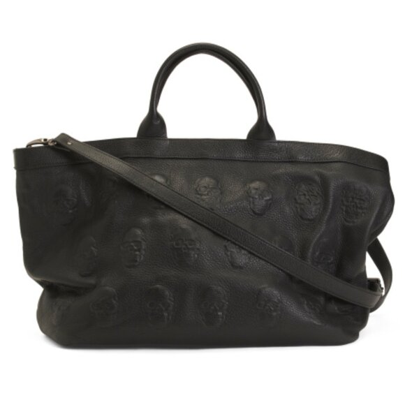 IO PELLE Made In Italy Leather Multi Skulls Luggage - Picture 1 of 4